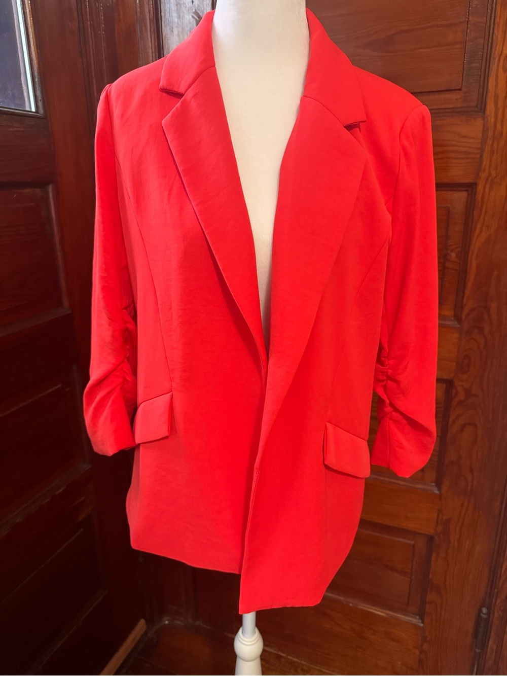 Skies Are Blue Vibrant Red Poppy Open-Front Blazer size medium